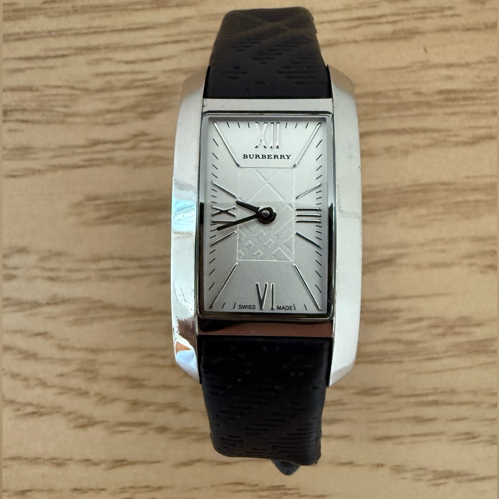 Burberry Black and Silver Rectangular Watch